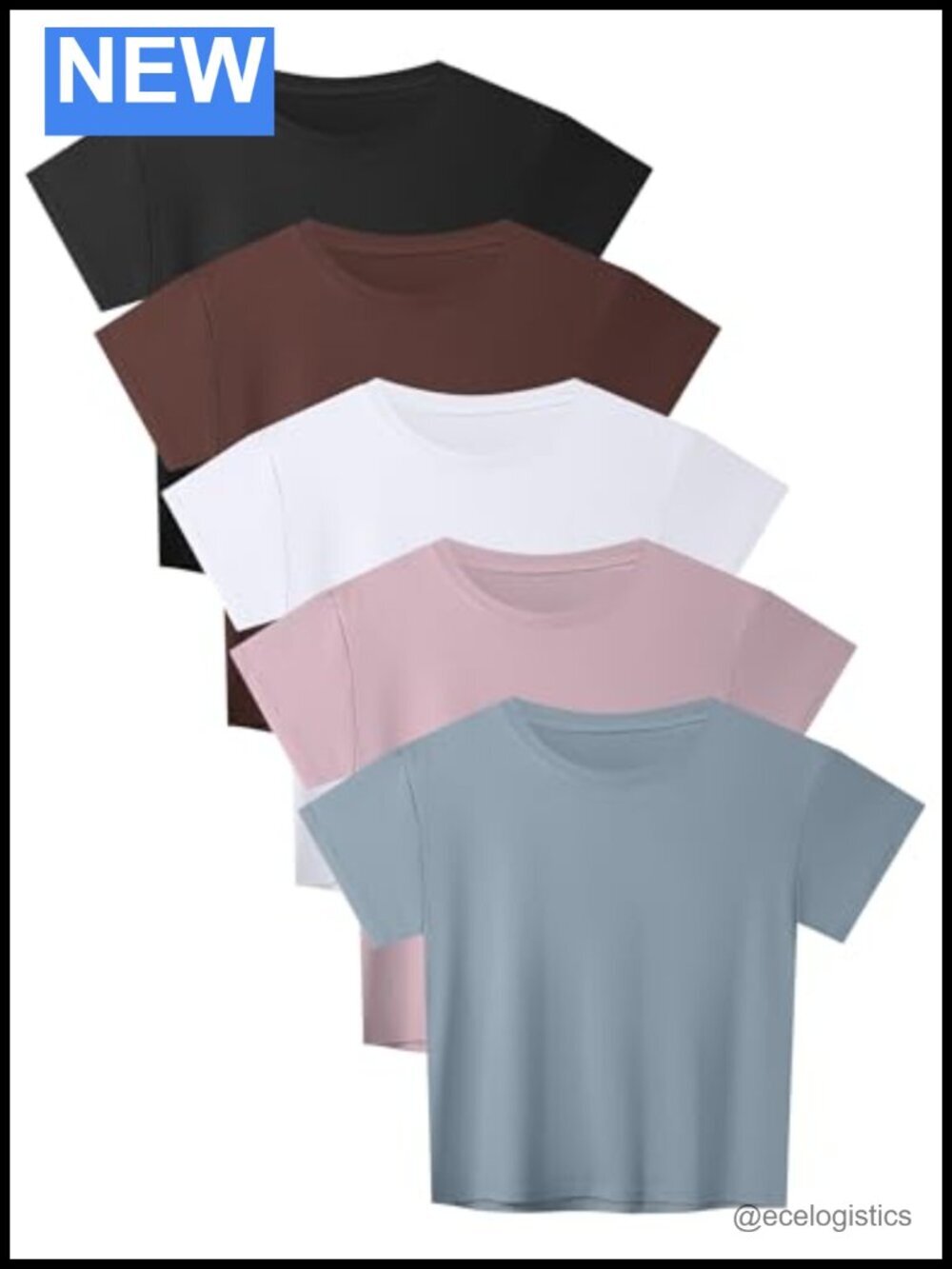 5 Pack Crop Top T Shirts for Women Workout Gym Athletic Running Yoga Casual